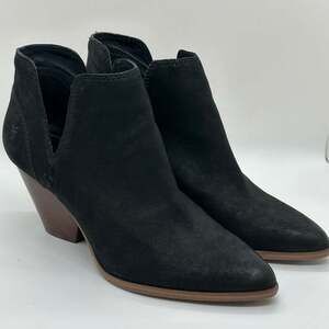 FRYE Reina Black Suede Cut Out Western Ankle Booties